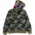 STA OVER PRINT 1ST CAMO MESH SHARK CROPPED FIT FULL ZIP HOODIE MENS